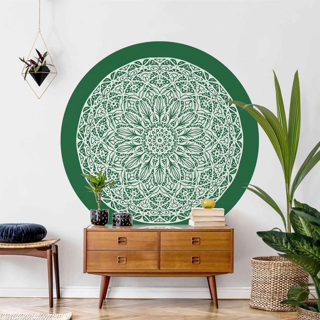Papel pintado adornos Mandala Ornament Green Backdrop