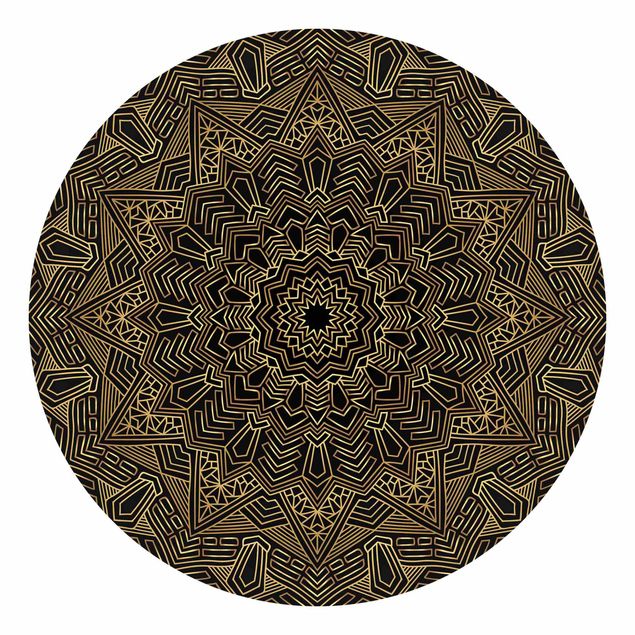 Papel pintado con patrones Mandala Star Pattern Gold Black
