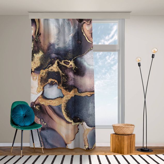 modernas cortinas salon Marble Watercolour With Gold
