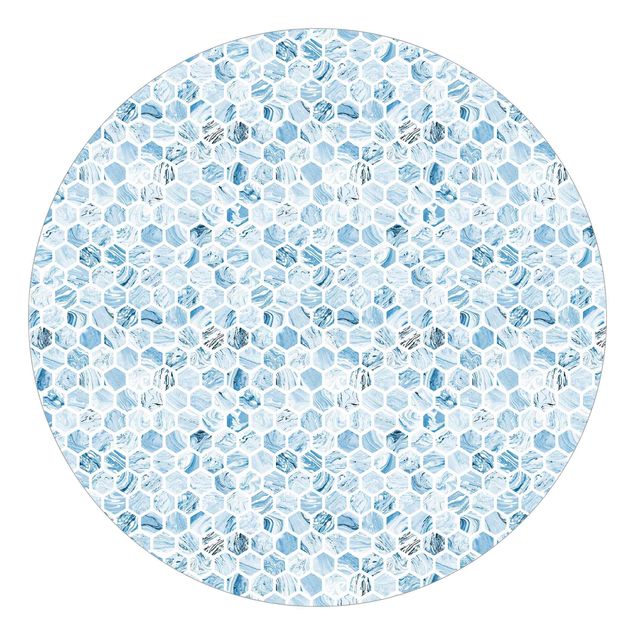 Papel pintado con patrones Marble Hexagons Blue Shades
