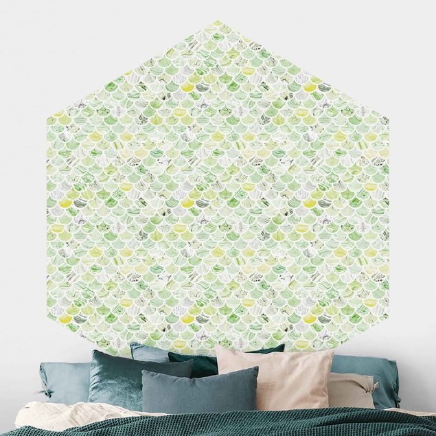 Papel pared geométrico Marble Pattern Spring Green