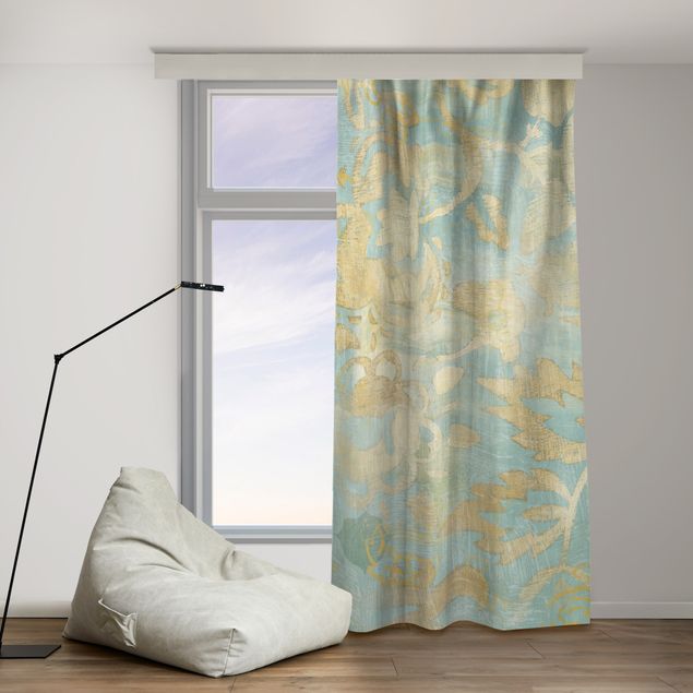 cortinas a medida on line Moroccan Collage In Gold And Turquoise II