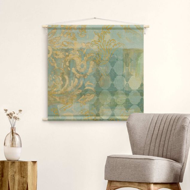 Tapiz XXL Moroccan Collage In Gold And Turquoise