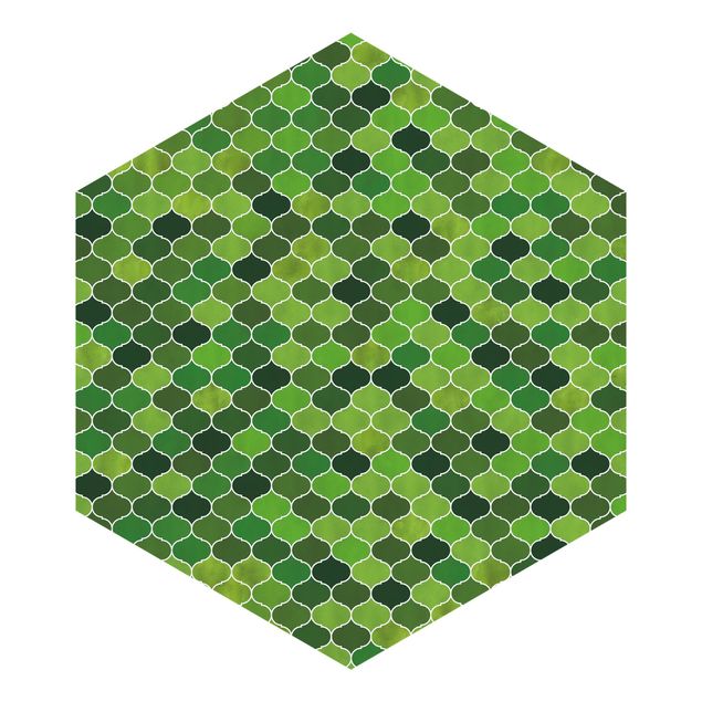 Papel pintado tonos verdes Moroccan Watercolour Pattern Green