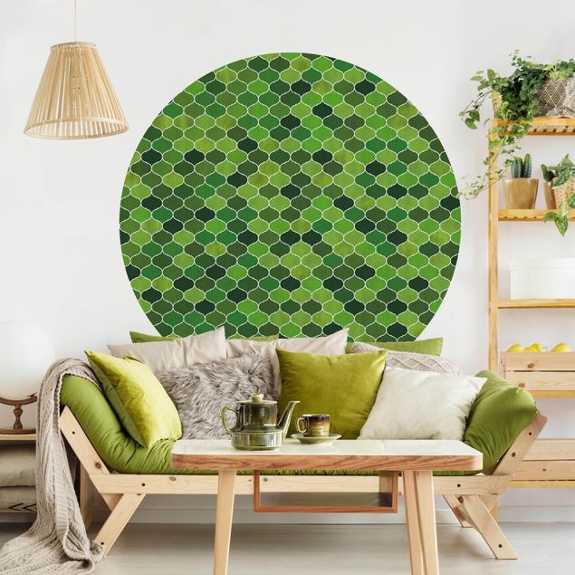 Decoración de cocinas Moroccan Watercolour Pattern Green