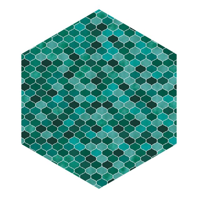 Papel pared verde Moroccan Watercolour Pattern