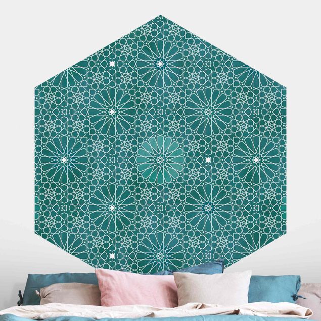 Papel pared geométrico Moroccan Flower Pattern
