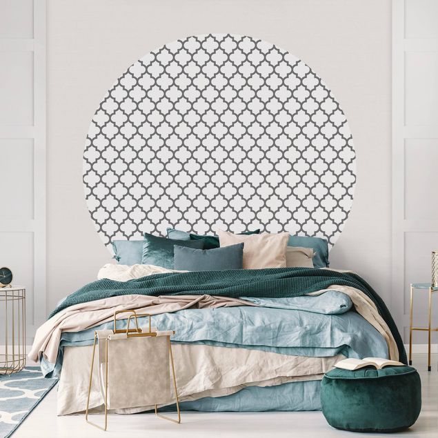 Papel pintado adornos Moroccan Pattern With Ornaments Grey