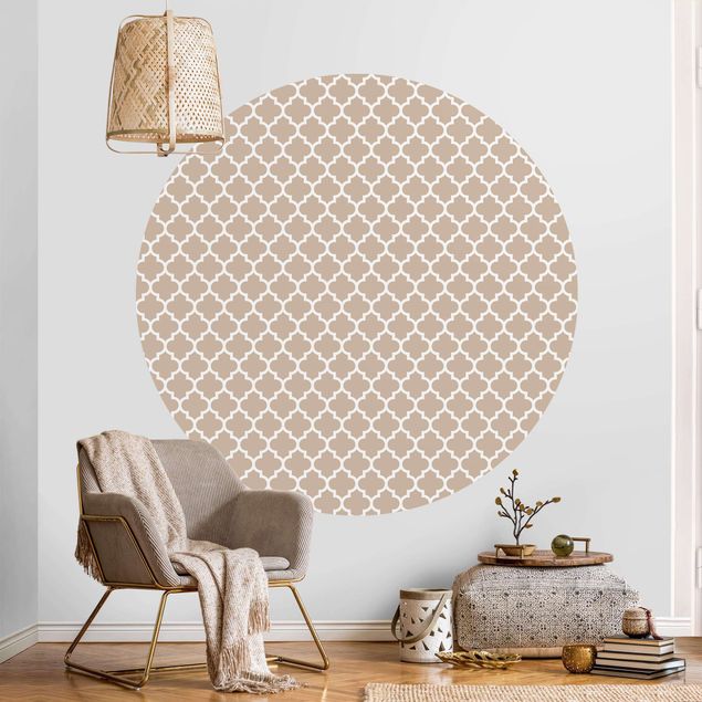 Papel pintado adornos Moroccan Pattern With Ornaments In Front Of Beige