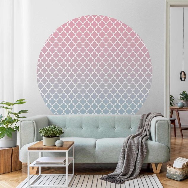 Papel pintado adornos Moroccan Pattern With Gradient In Pink Blue