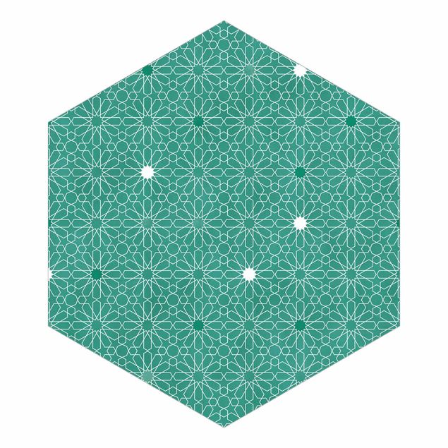Papel pared turquesa Moroccan Stars Pattern