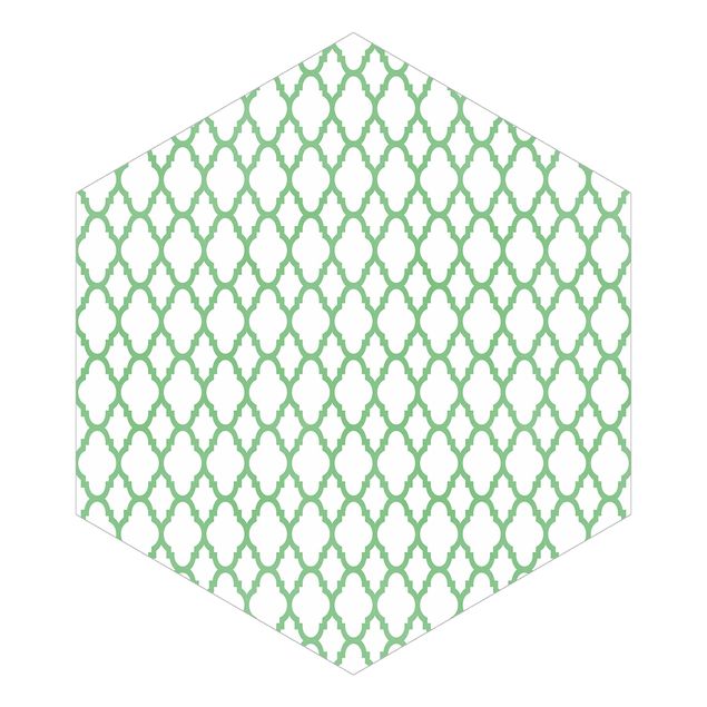Papel pintado verde Moroccan Honeycomb Line Pattern