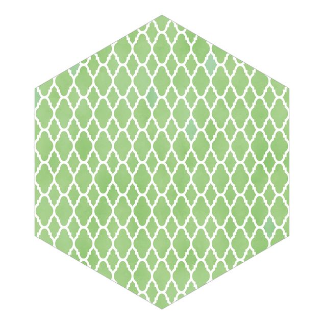 Papel pintado tonos verdes Moroccan Honeycomb Pattern
