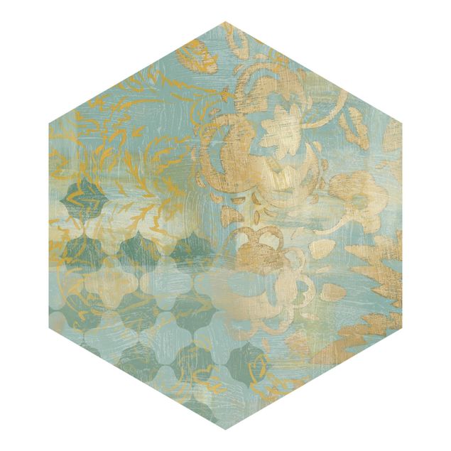 Papel de pared Moroccan Collage In Gold And Turquoise II
