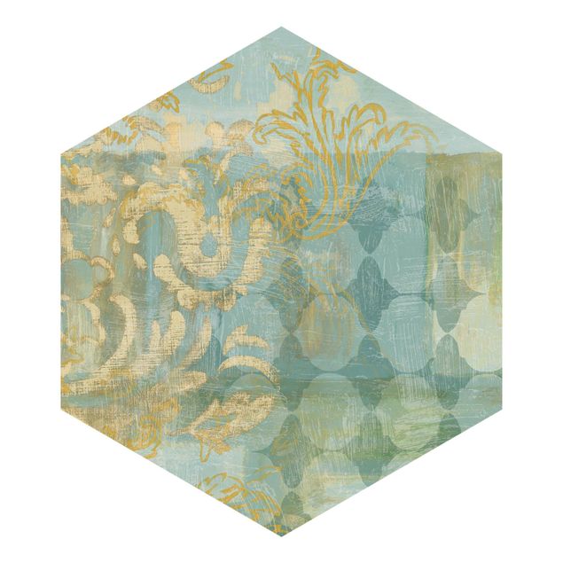 Papel de pared Moroccan Collage In Gold And Turquoise