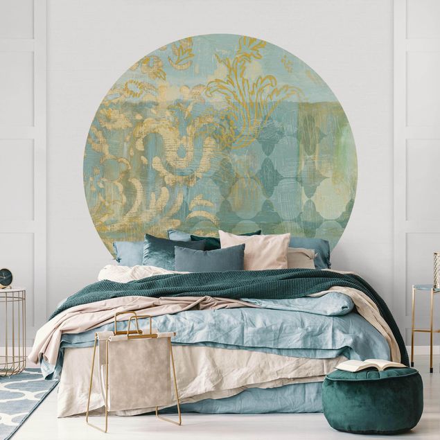 Papel pintado adornos Moroccan Collage In Gold And Turquoise
