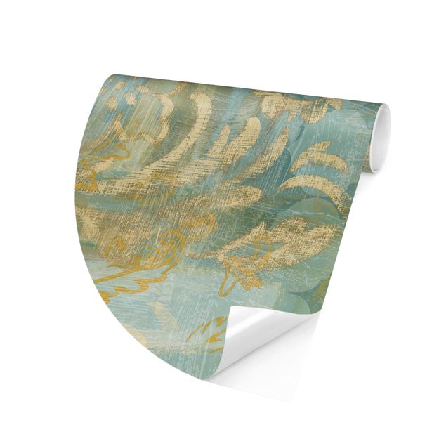 Papel pintado con patrones Moroccan Collage In Gold And Turquoise