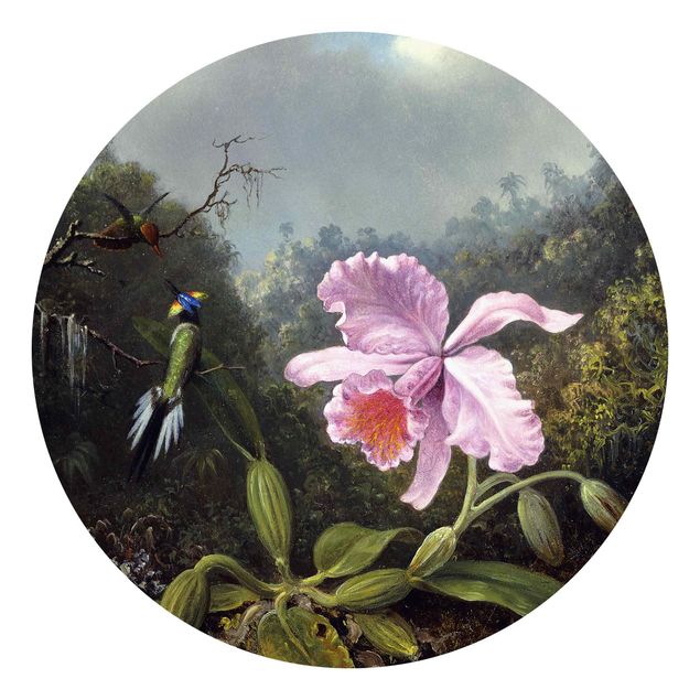 Cuadros famosos Martin Johnson Heade - Still Life With An Orchid And A Pair Of Hummingbirds