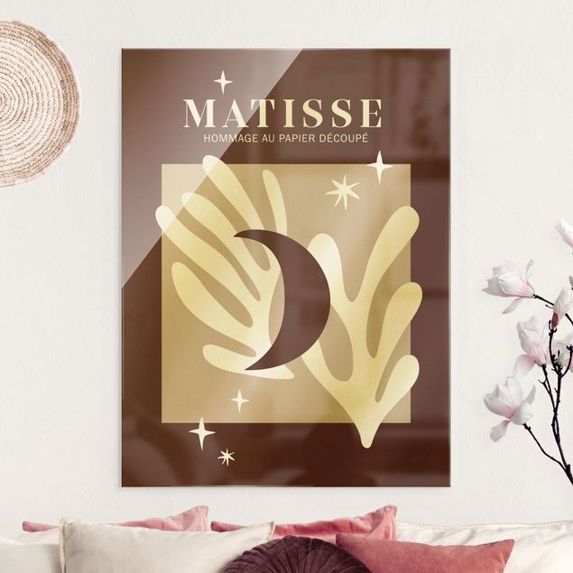 Cuadros de cristal abstractos Matisse Interpretation - Moon And Stars Red