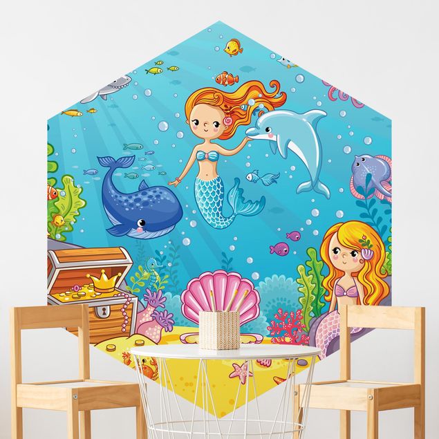Decoración infantil pared Mermaid Underwater World