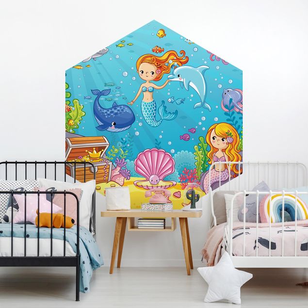 Papel pintado salón moderno Mermaid Underwater World