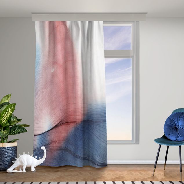 modernas cortinas salon Mottled Colour Dance In Blue With Red