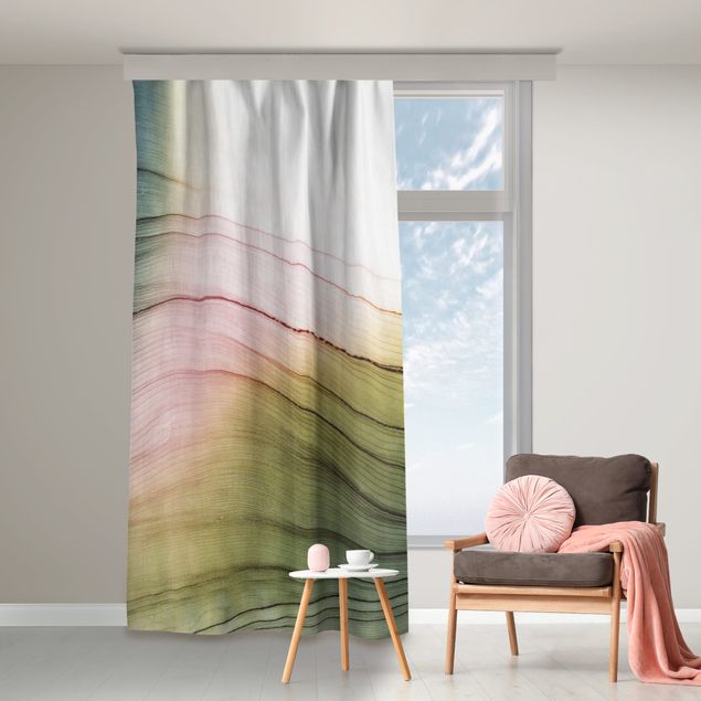 modernas cortinas salon Mottled Colours Pink Yellow With Turquoise