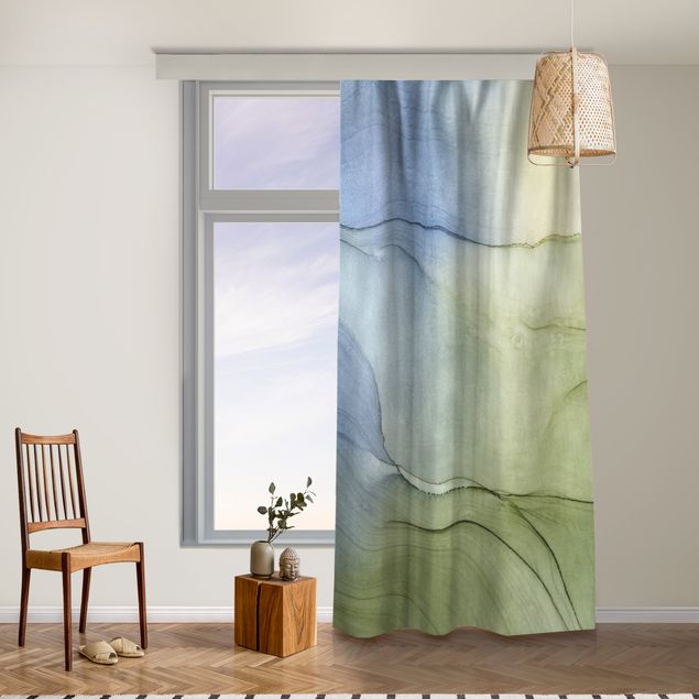cortinas para sala modernas Mottled Bluish Grey With Moss Green