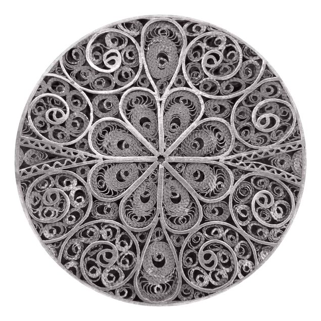 Papel pintado moderno Metal Ornamentation Mandala In Silver