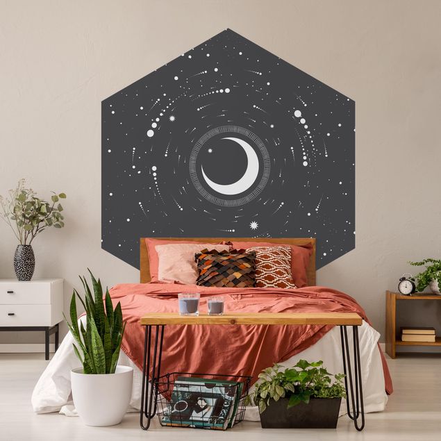 Papeles pintados modernos Moon In Star Circle