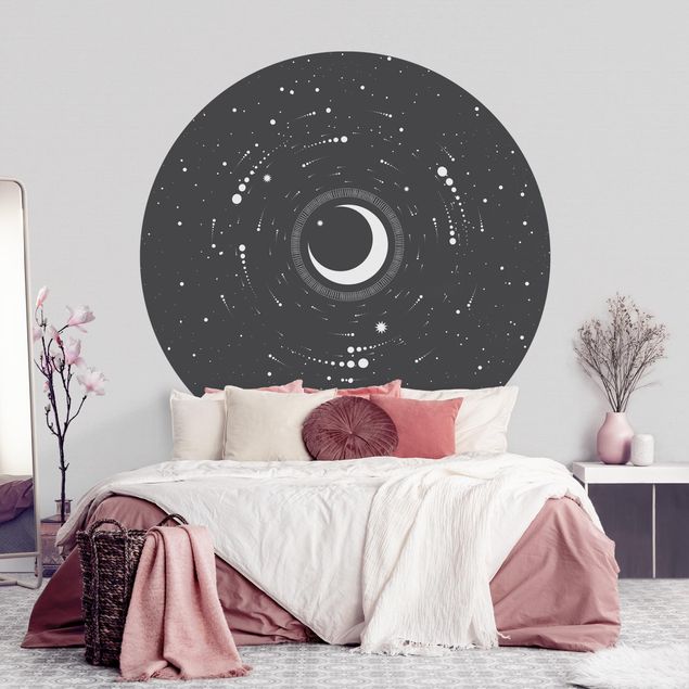 Papel pintado de nubes Moon In Star Circle