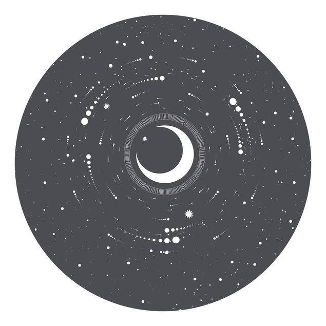Papeles pintados blanco y negro Moon In Star Circle