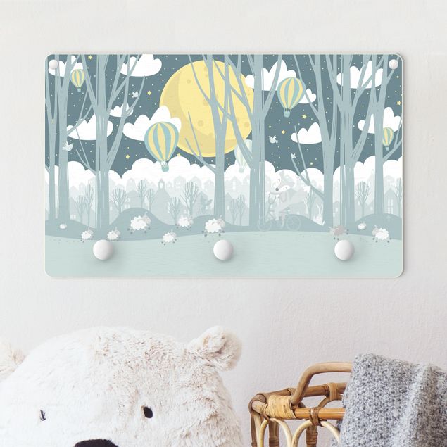 Decoración infantil pared Moon With Trees And Houses