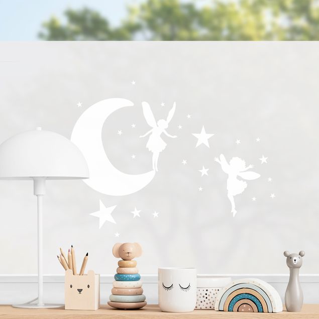 Decoración infantil pared Moon With Fairies And Stars II