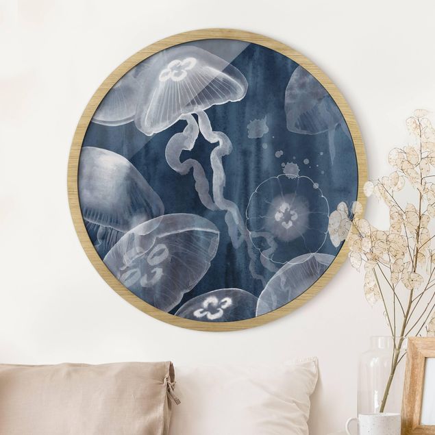 Pósters enmarcados de animales Moon Jellyfish I
