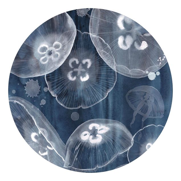 Papel pared azul Moon Jellyfish II