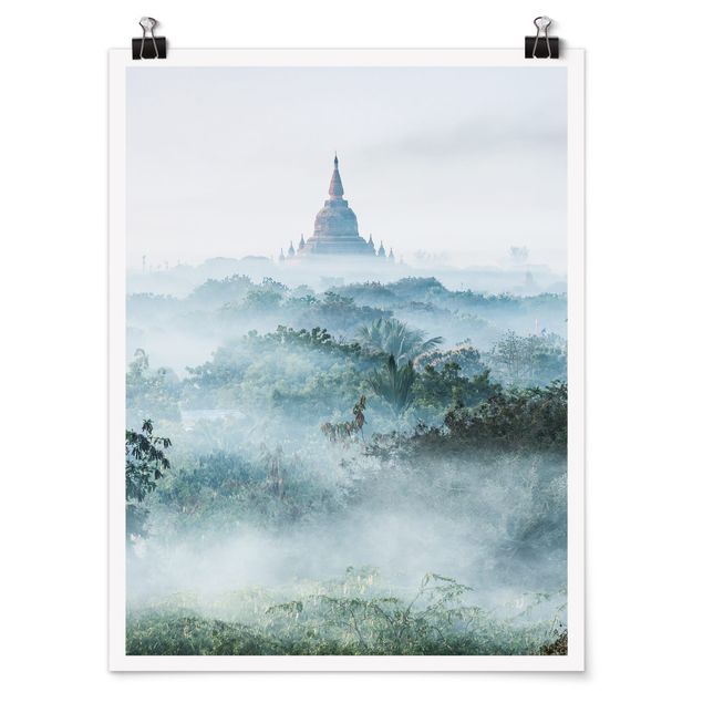 Cuadro con paisajes Morning Fog Over The Jungle Of Bagan