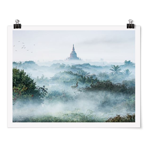 Cuadros de paisajes naturales  Morning Fog Over The Jungle Of Bagan