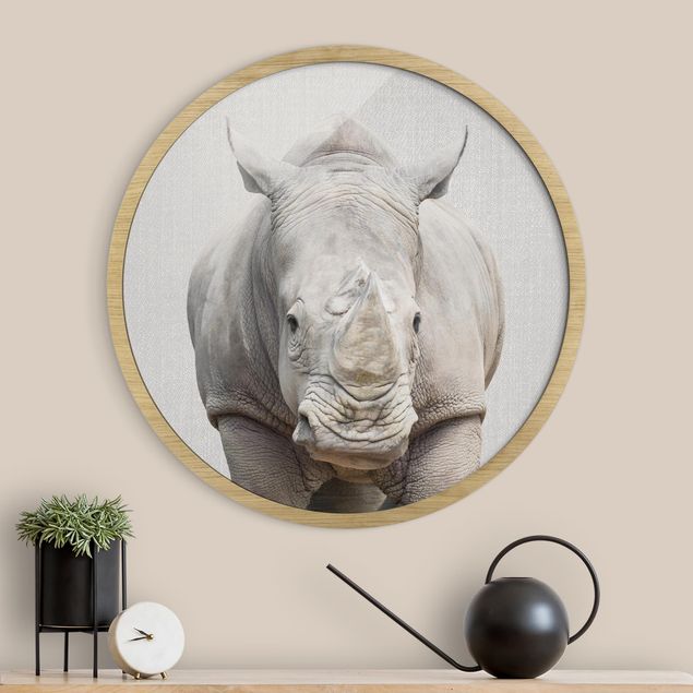 Pósters enmarcados en blanco y negro Rhinoceros Nora