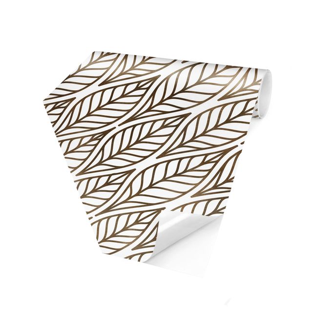 Papel pared gris Natural Pattern Leaves Gold