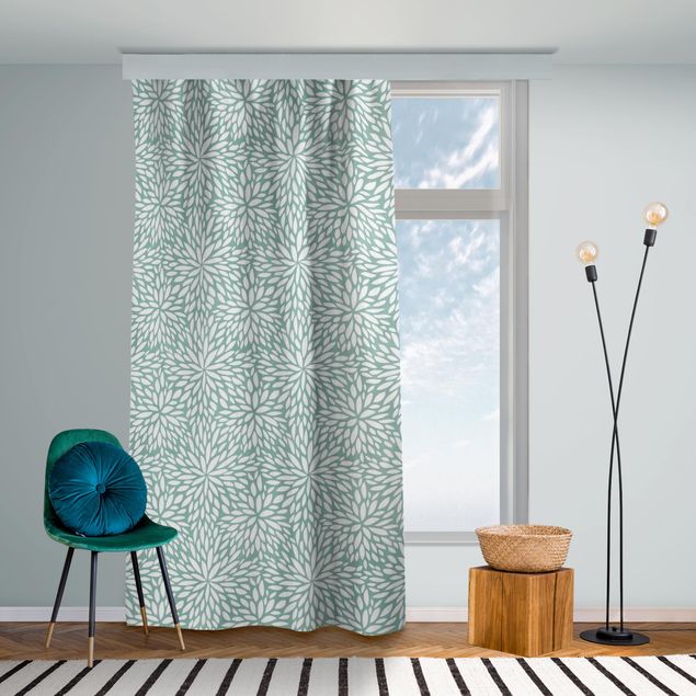 modernas cortinas salon Natural Pattern Flowers In Mint