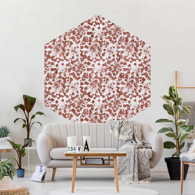 Papel pintado salón moderno Natural Pattern Dandelion With Dots Copper