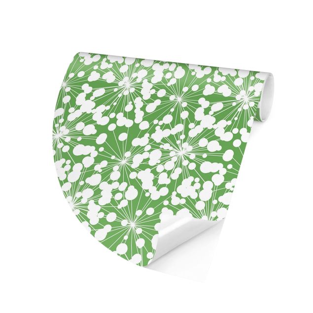 Papel pintado con patrones Natural Pattern Dandelion With Dots In Front Of Green