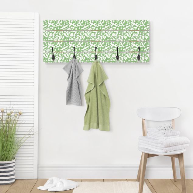 Percheros de pared efecto madera Natural Pattern Dandelion With Dots In Front Of Green
