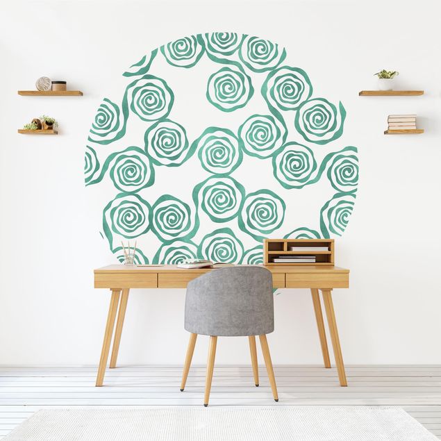 Papel pintado con patrones Natural Pattern Swirl Turquoise