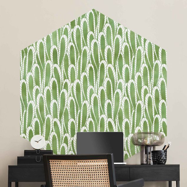 Papel pintado floral Natural Pattern Succulents In Green