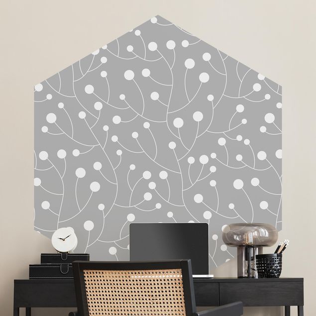 Papel pintado topos Natural Pattern Growth With Dots On Gray