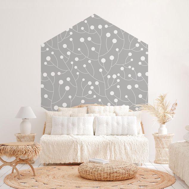 Papel pintado con patrones Natural Pattern Growth With Dots On Gray