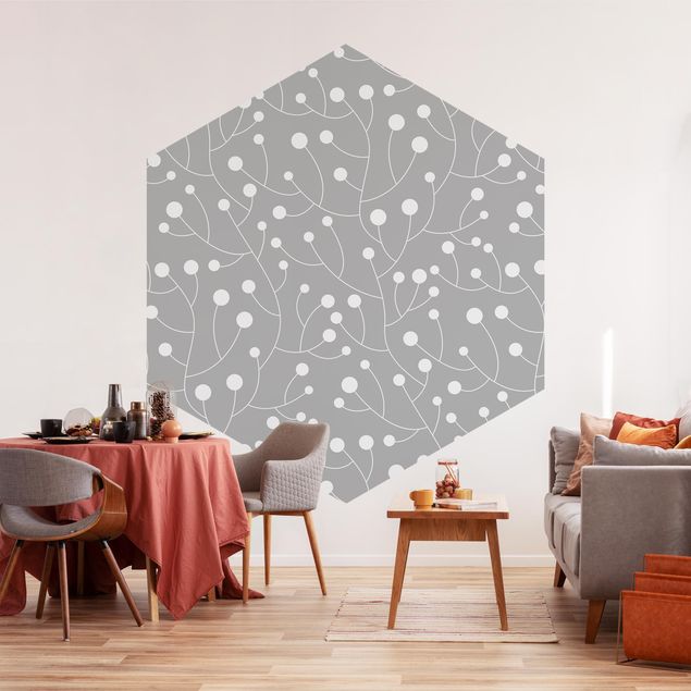 Papeles pintados modernos Natural Pattern Growth With Dots On Gray