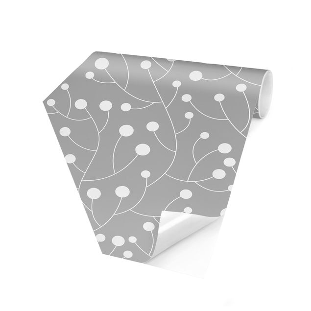 Papel pintado hexagonal Natural Pattern Growth With Dots On Gray